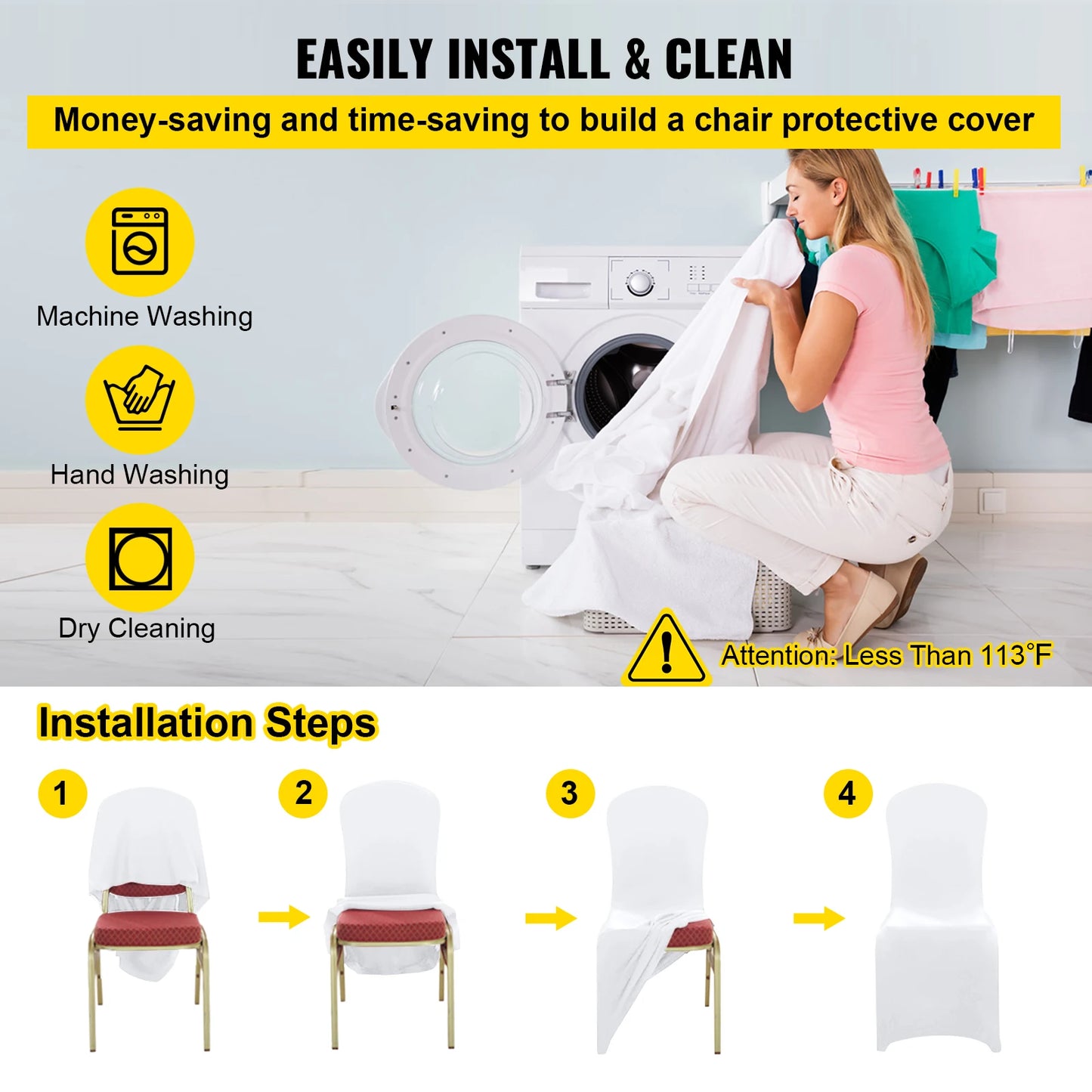 SucceBuy 50 100Pcs Wedding Chair Cover Spandex Stretch Slipcover for Restaurant Banquet Hotel Dining Party Universal Chair Cover