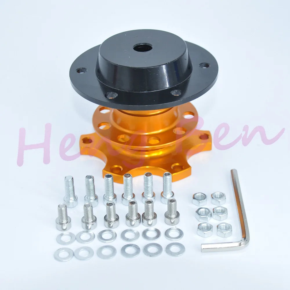 Golden Steering Wheel Snap Off Quick Release Hub Adapter Boss kit Universal