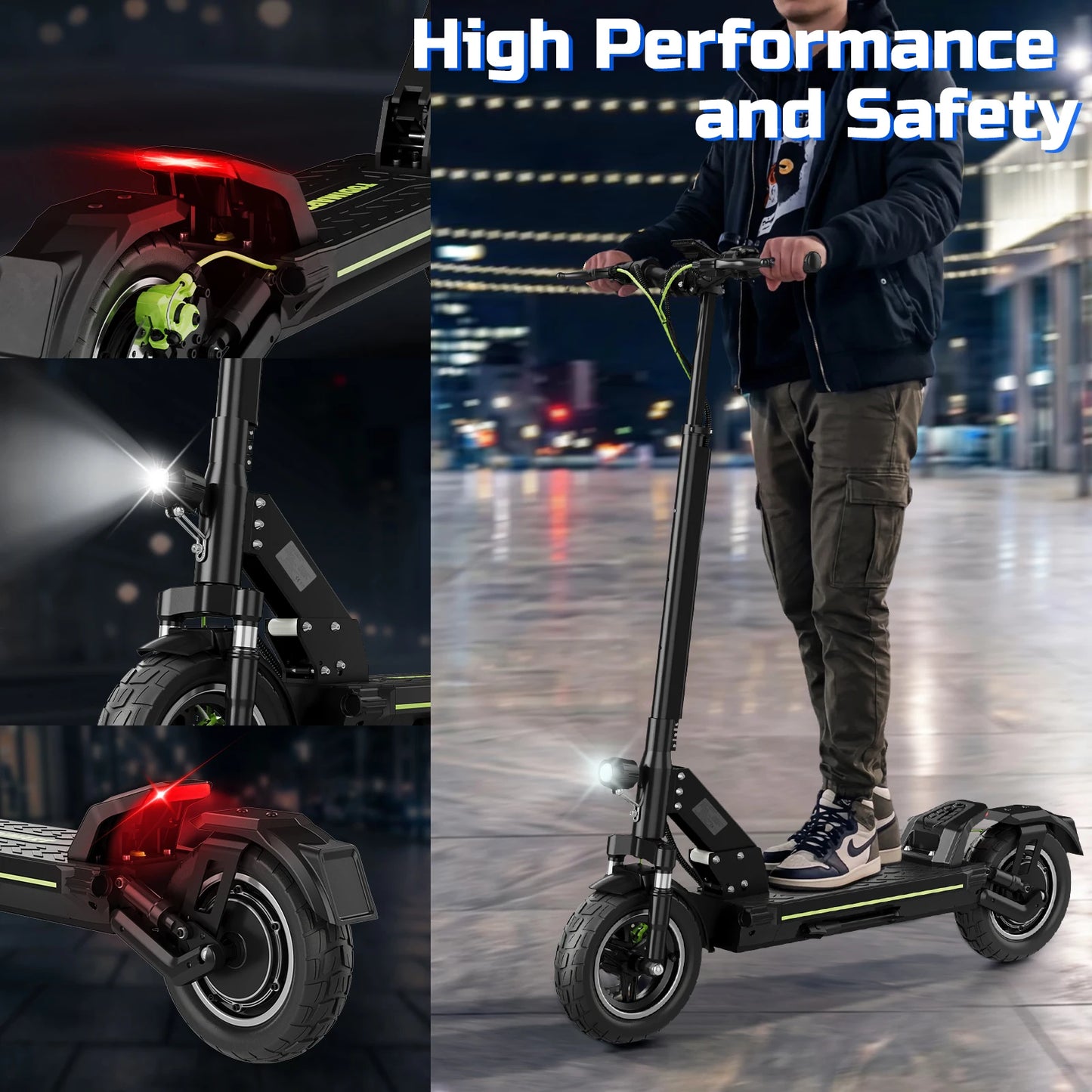 TODIMART D6 Adult Electric Scooter 500W 48V 13AH Max Speed 45KM/H 10 inch Off-Road Tires Dual Suspension System Sport Escooter