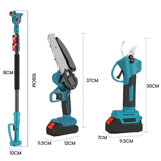 600W Cordless 25MM High Branch Scissors 6inch Electric Chainsaw 2M Extension Pole Garden Trimmer For Makita 18V Battery Pins