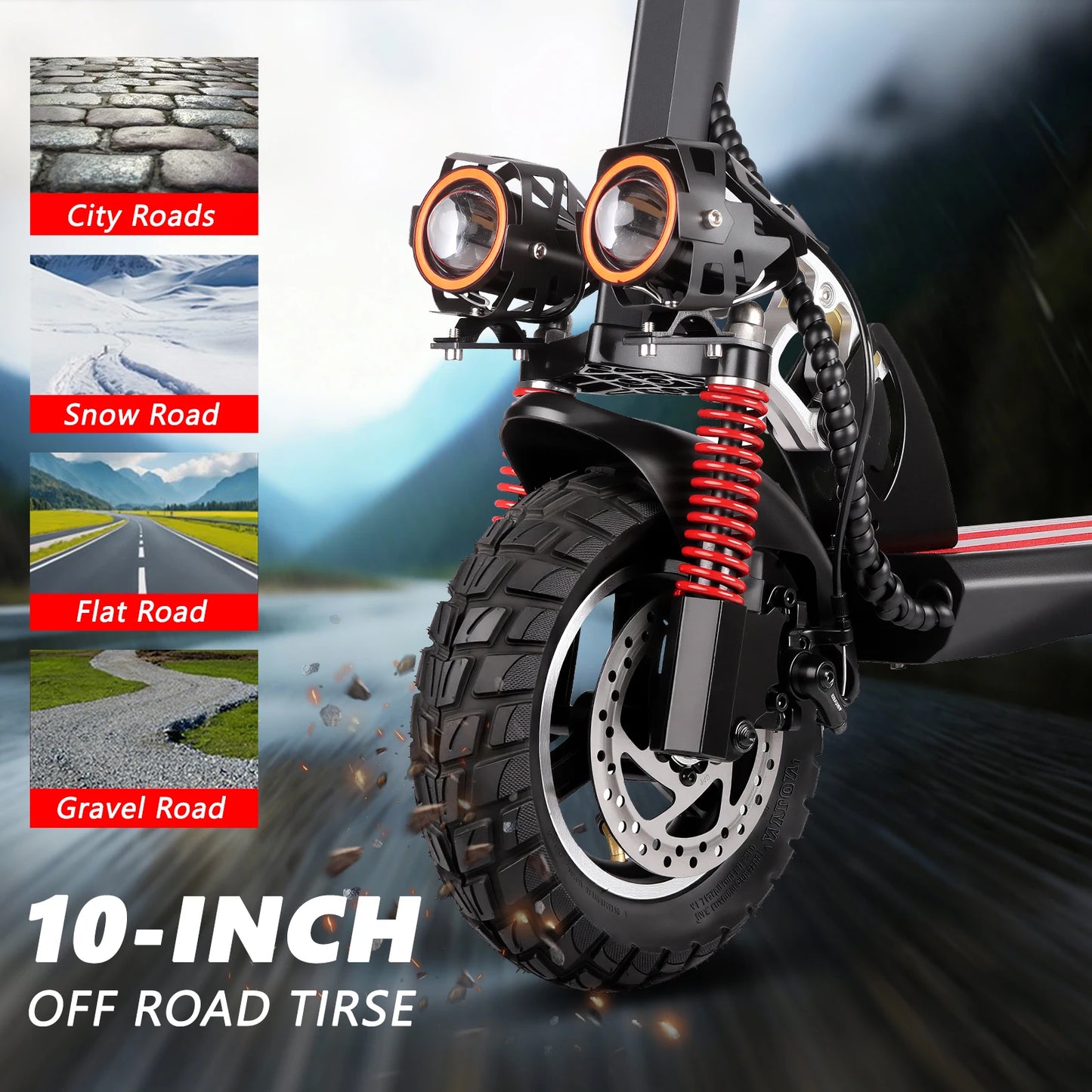 Electric Scooter 800W Motor 48V13AH Battery Send Removable Seat E-Scooter Adult 10" Tire City Commuter All-Terrain Fold Scooters