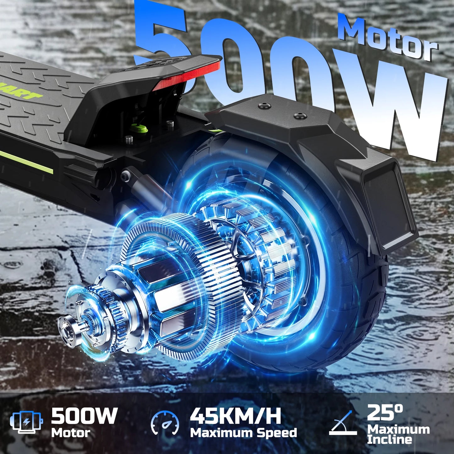 TODIMART D6 Adult Electric Scooter 500W 48V 13AH Max Speed 45KM/H 10 inch Off-Road Tires Dual Suspension System Sport Escooter