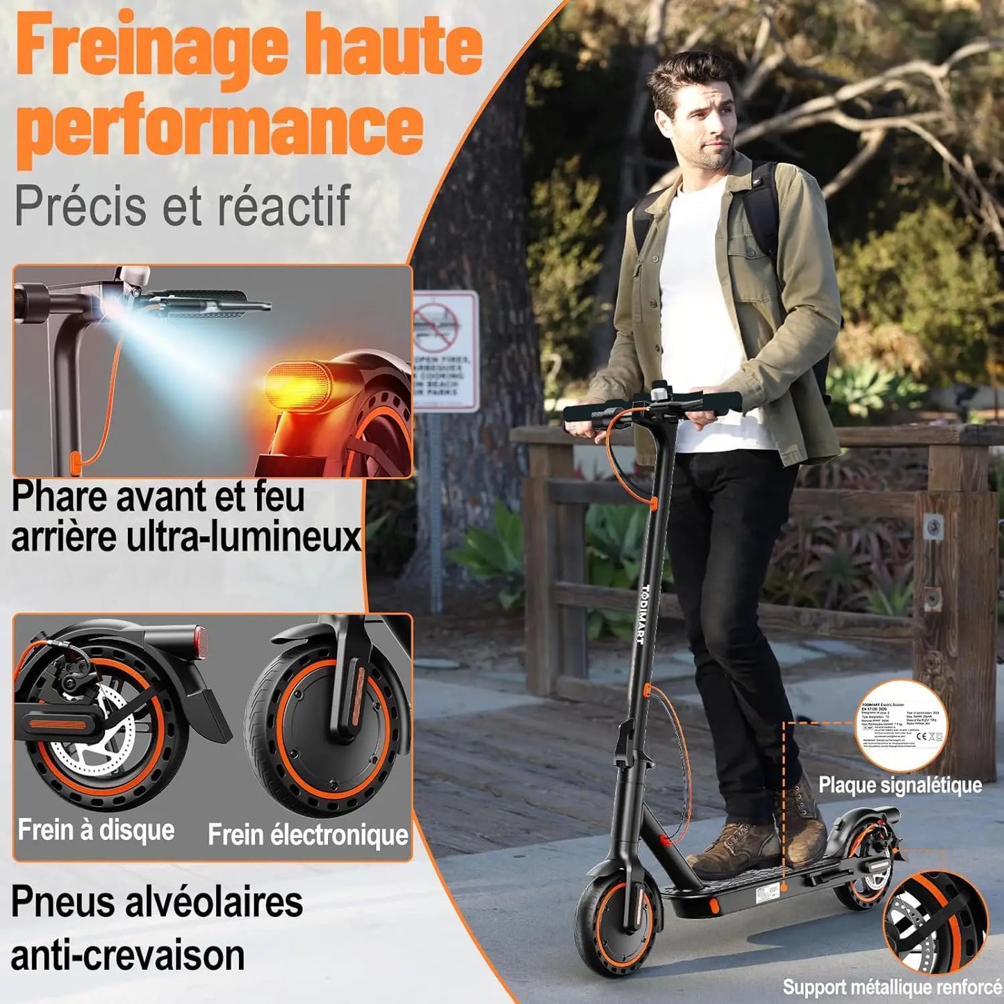 Adult TODIMART T3 electric scoot 350W engine powerful 36V 10.4AH 20-30KM lightweight APP