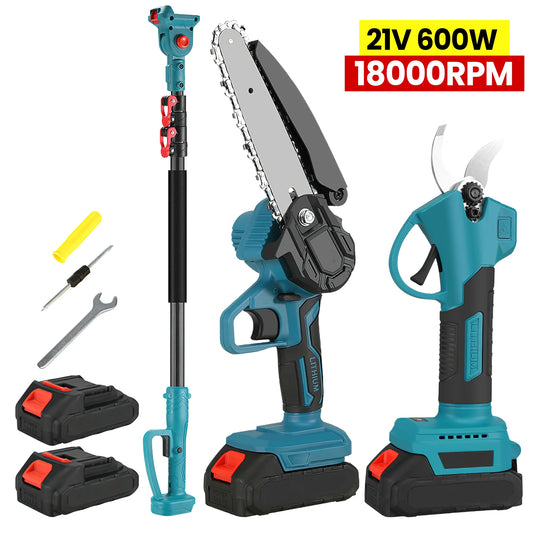 600W Cordless 25MM High Branch Scissors 6inch Electric Chainsaw 2M Extension Pole Garden Trimmer For Makita 18V Battery Pins