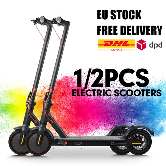 1/2Pcs 350W Electric Scooter For Adult & Teen, 30km Max Range, 30km/h Max Speed, APP Control, E Brake + Disc Brake, LED Light