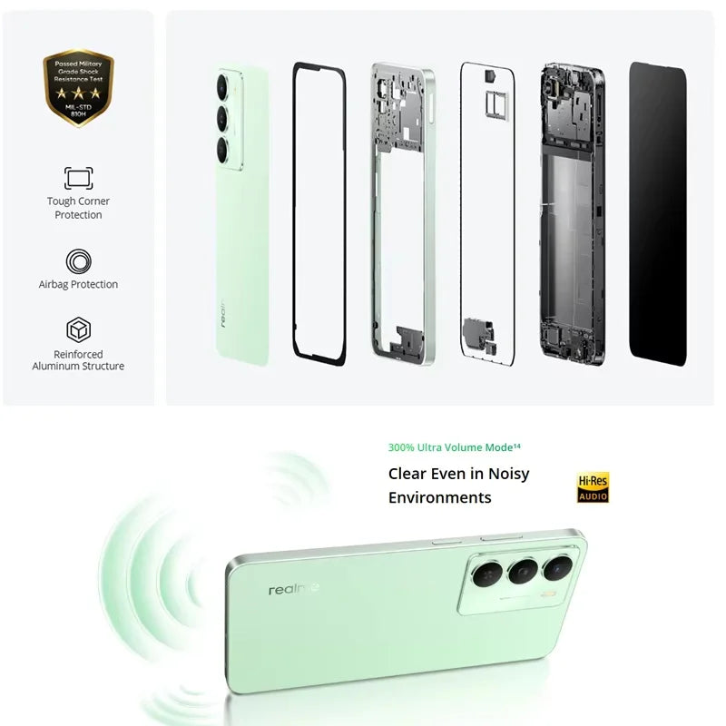 Realme 14x 5G Smartphone Global Version Dimensity 6300 6.67'' 120Hz Eye Comfort Display 5000mAh Battery 50MP Al Camera