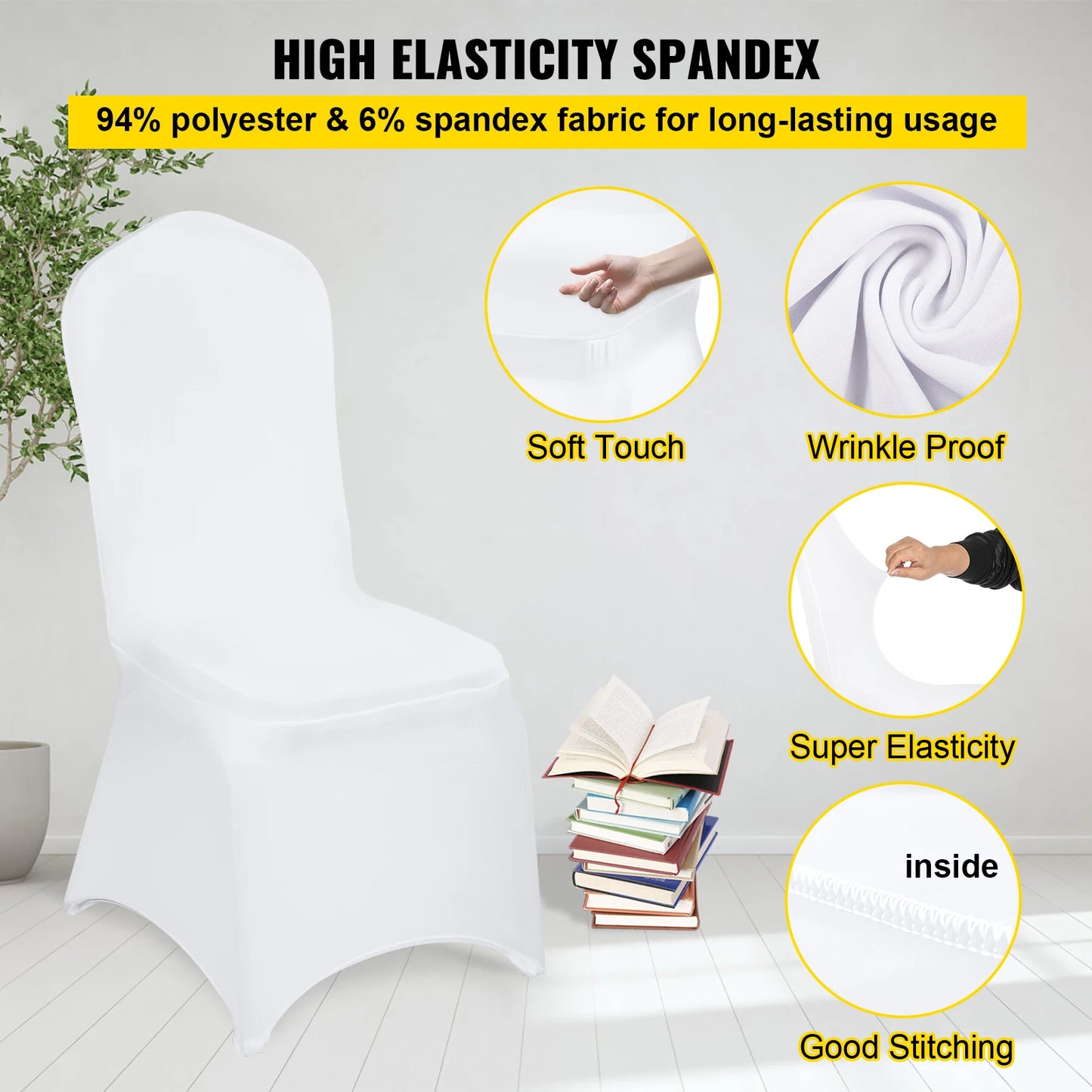 SucceBuy 50 100Pcs Wedding Chair Cover Spandex Stretch Slipcover for Restaurant Banquet Hotel Dining Party Universal Chair Cover
