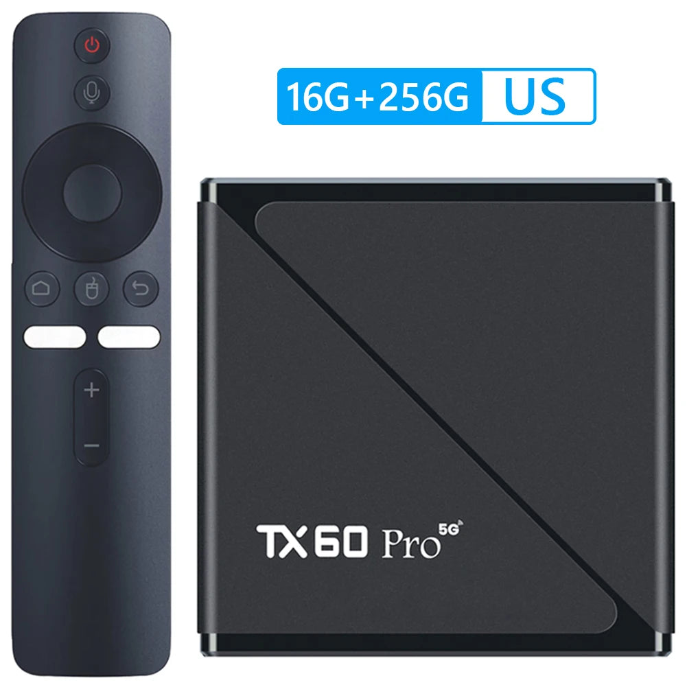 TX60 PRO Android 16 TV Set Top Box 2.4G/5G Dual WiFi Media Players with Remote 14K Android Smart TV Box 16GB/256GB AU/UK/US/EU