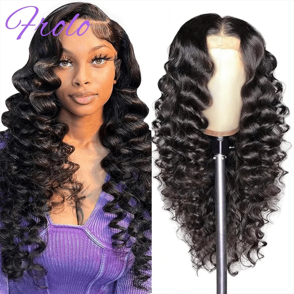 40Inch HD Loose Deep Wave 13x6 Lace Front Human Hair Wigs 250 Densit Brazilian Curly Water Wavy 13x4 Lace Frontal Wigs For Women