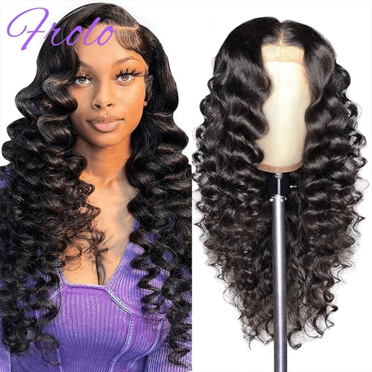 40Inch HD Loose Deep Wave 13x6 Lace Front Human Hair Wigs 250 Densit Brazilian Curly Water Wavy 13x4 Lace Frontal Wigs For Women