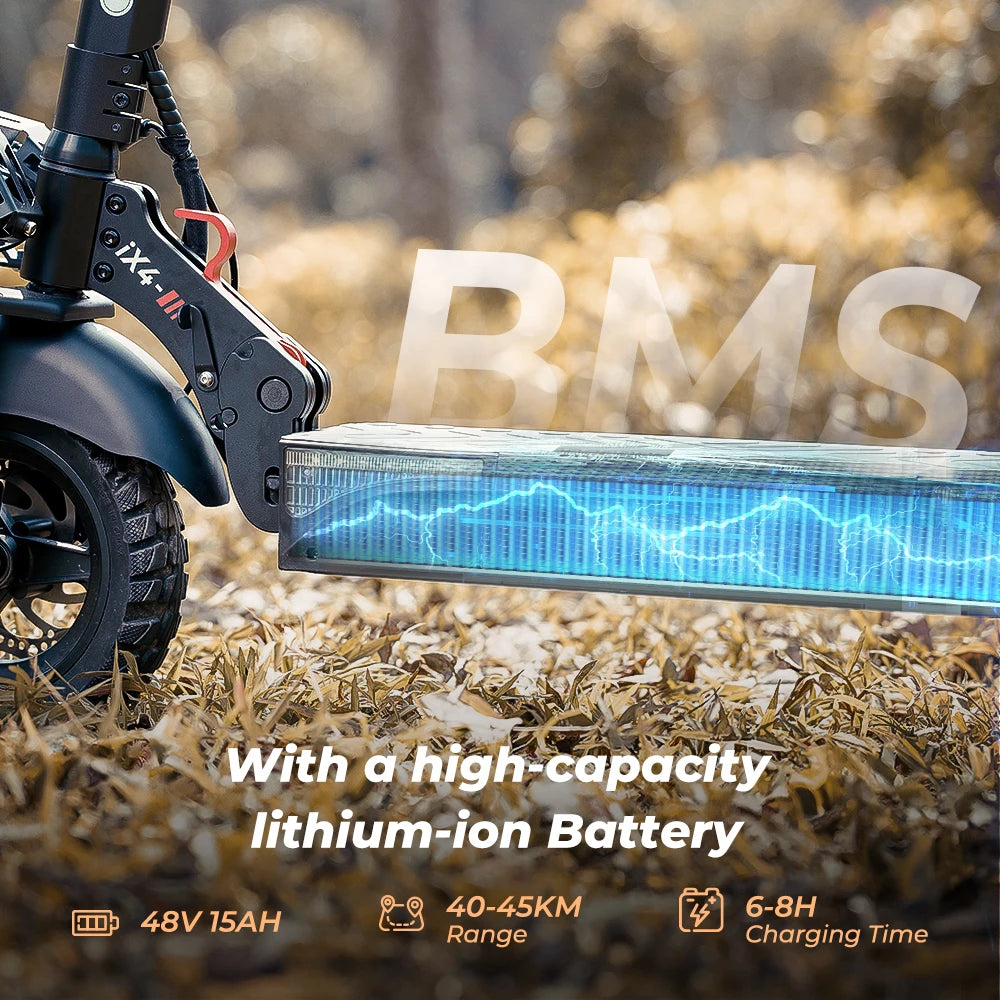 iScooter iX4 Electric Scooter 800W 15Ah Powerful Electric Kick Scooter Anti-skid Off-road Tire  45km Range eScooter 45km/h Speed