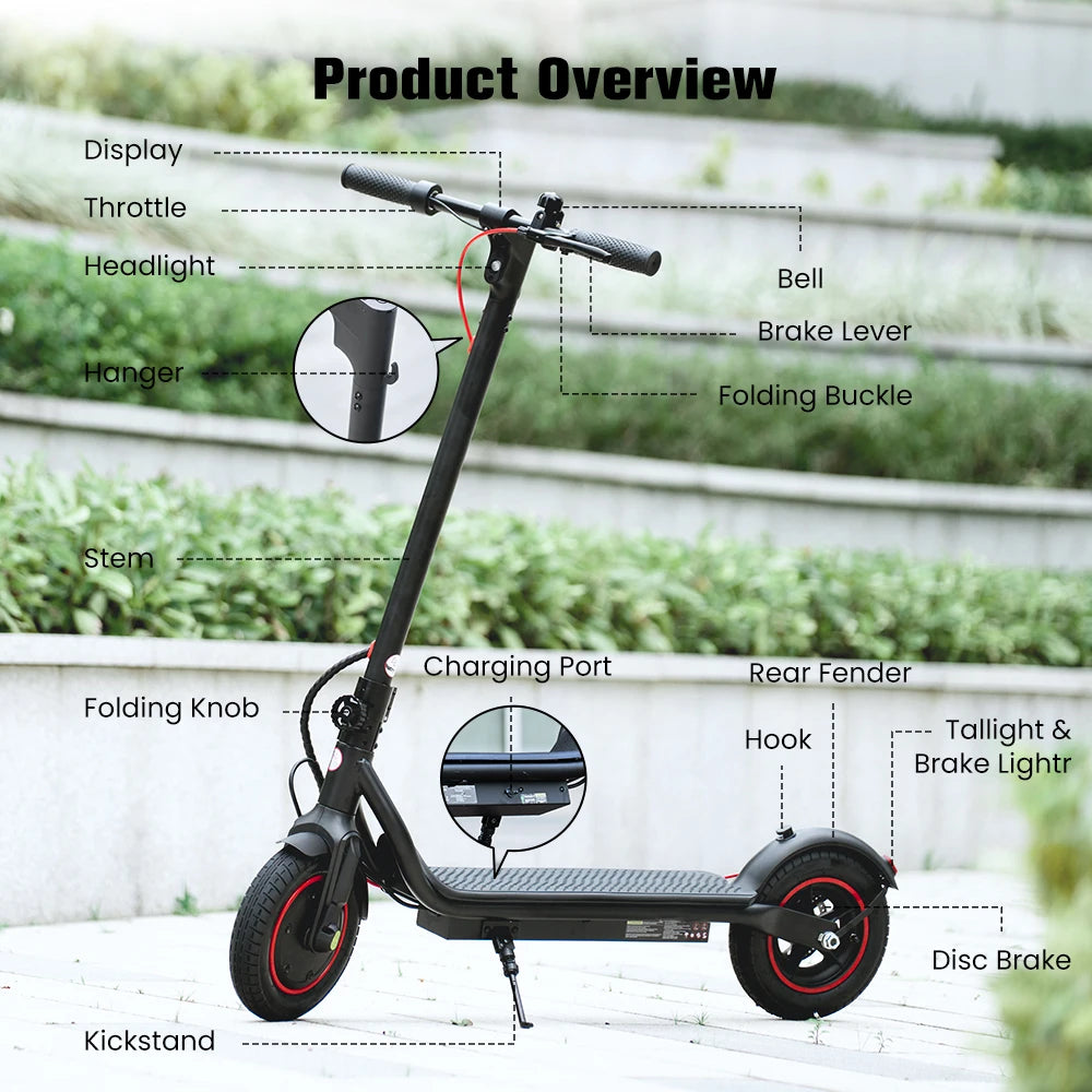 iScooter W6 10inch Electric Scooter 500W Adult E-Scooter 36V 10.5Ah  35km/h Speed Support APP 30km Range City Electric Scooters