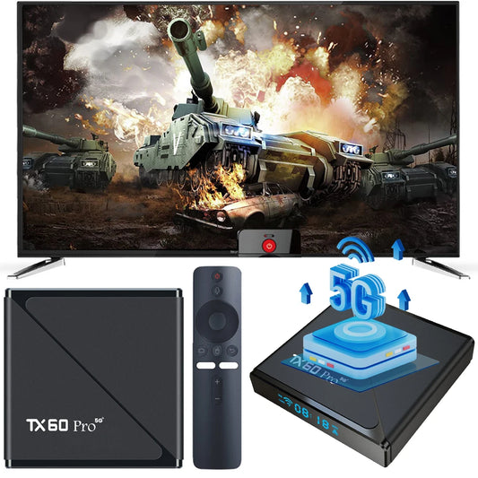 TX60 PRO Android 16 TV Set Top Box 2.4G/5G Dual WiFi Media Players with Remote 14K Android Smart TV Box 16GB/256GB AU/UK/US/EU