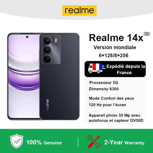 Realme 14x 5G Smartphone Global Version Dimensity 6300 6.67'' 120Hz Eye Comfort Display 5000mAh Battery 50MP Al Camera