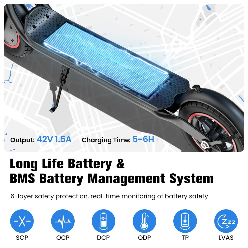 iScooter W6 10inch Electric Scooter 500W Adult E-Scooter 36V 10.5Ah  35km/h Speed Support APP 30km Range City Electric Scooters