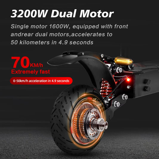 BOYUEDA Q7Pro Escooter 3200W Dual Motor 52V19AH Battery Dual Drive 10 Inch Adult E-Scooter Silent Tire Foldable Electric Scooter