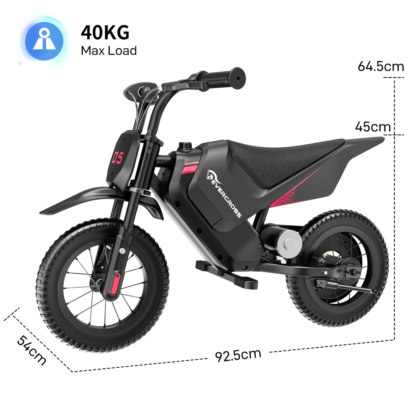 EVERCROSS TECH EV05M Electric Motorbike for children, 150W, speeds 8/16 km/h, battery life up to 10 km, Motorbike Cross 12 inches for