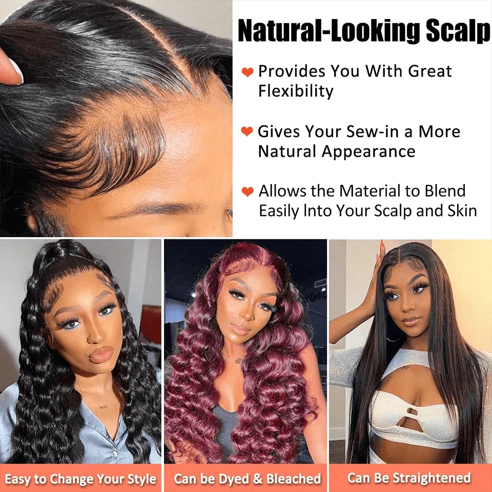 40Inch HD Loose Deep Wave 13x6 Lace Front Human Hair Wigs 250 Densit Brazilian Curly Water Wavy 13x4 Lace Frontal Wigs For Women