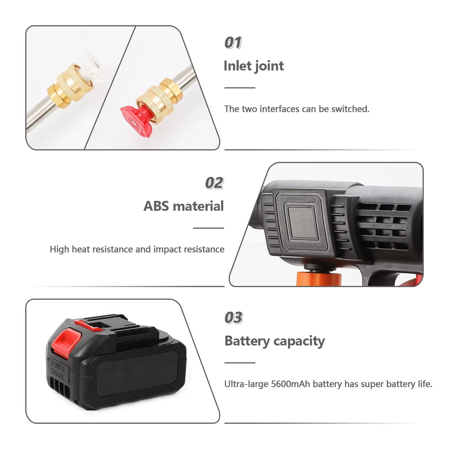 50Bar Cordless High Pressure lever Wash Spray Water Gun Car Wash Pressure Water washing Machine For Makita 24V Battery