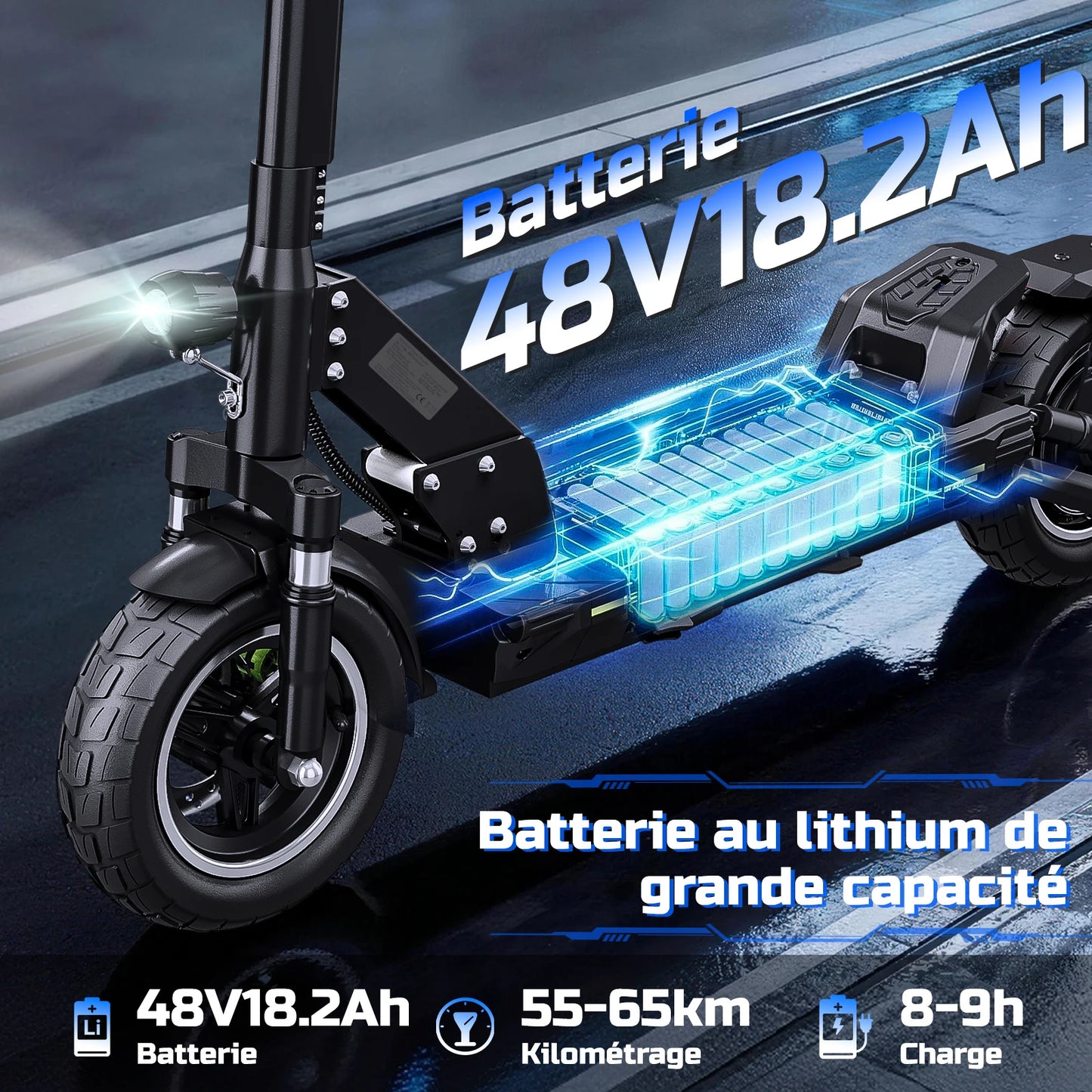 TODIMART D6 Adult Electric Scooter 500W 48V 13AH Max Speed 45KM/H 10 inch Off-Road Tires Dual Suspension System Sport Escooter