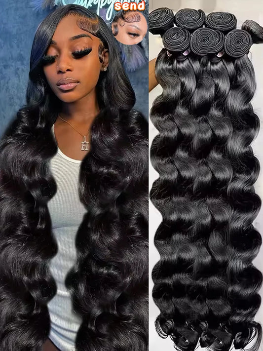 30 40Inch 3 4 Bundle Loose Body Wave Bundles Real Unprocessed Human Hair 16A Raw Hair Bundles Extensions Brazilian Natural Black