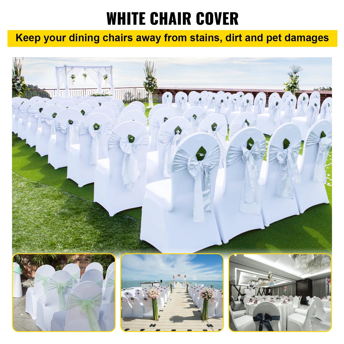 SucceBuy 50 100Pcs Wedding Chair Cover Spandex Stretch Slipcover for Restaurant Banquet Hotel Dining Party Universal Chair Cover